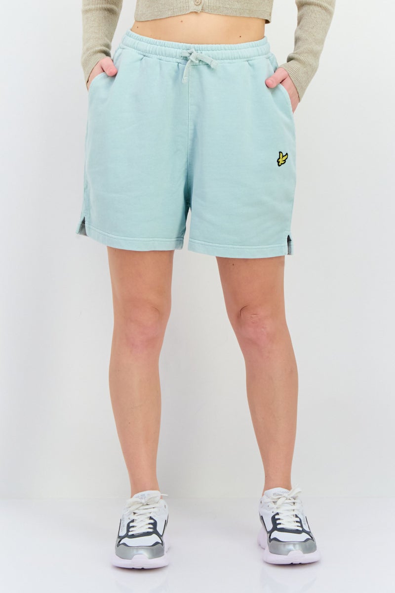 Lyle & Scott Women Drawstring Brand Logo Basic Shorts, Mint Green - Image 1