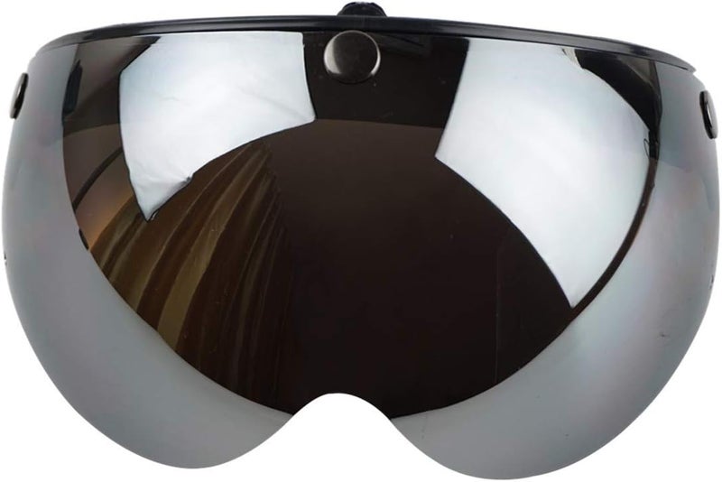VCOROS Universal Motorcycle Retro Pilot-Style Standard 3 Snap-Button Visor Flip Up Down Open Face Helmet Half Face Shield(Chrome Silver) - Image 2