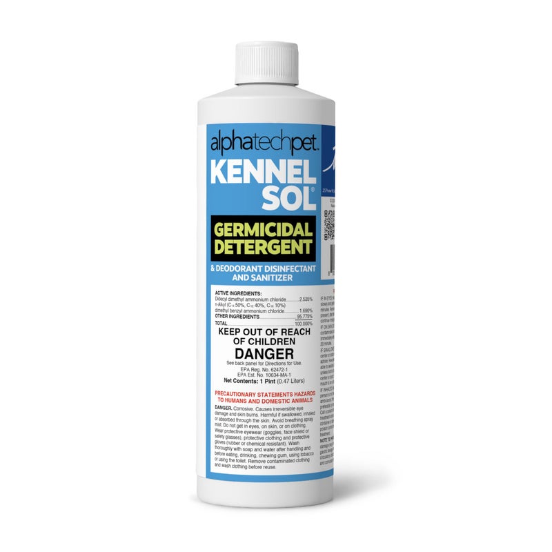ATP KennelSol 1-Step Kennel Cleaner - 1 Pint Liquid Disinfectant, Effective Against Bacteria and Viruses, Deodorizer Wintergreen Scent by Alpha Tech Pet - Image 1