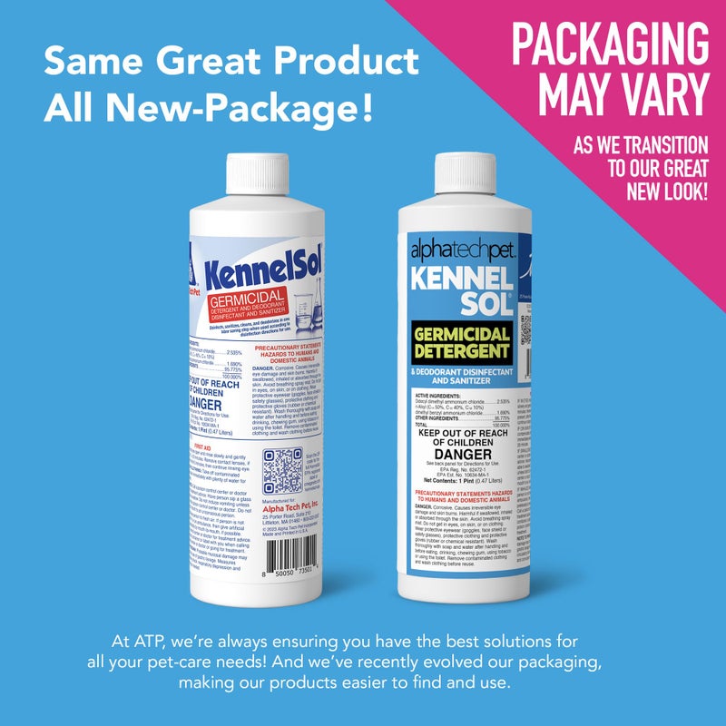 ATP KennelSol 1-Step Kennel Cleaner - 1 Pint Liquid Disinfectant, Effective Against Bacteria and Viruses, Deodorizer Wintergreen Scent by Alpha Tech Pet - Image 2