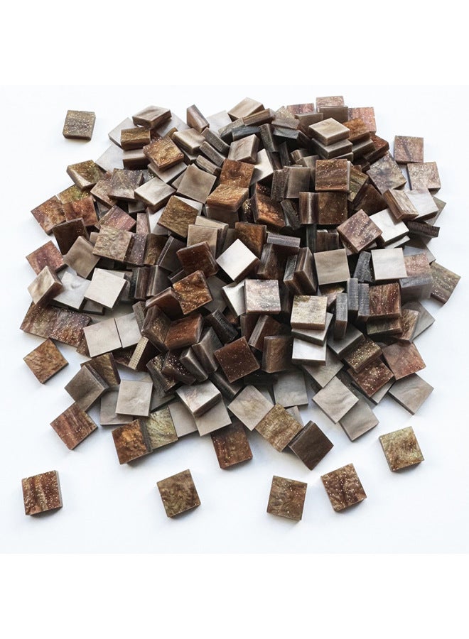 200g 1.0 Square Acrylic Mosaic Colored Plexiglass Handmade Diy Material Package Table Lamp Patch-Colour:Brown Nebula Translucent [200g, About 684 Capsules]  - Image 1