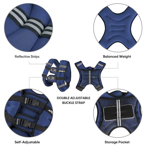 APEXUP 20lbs Weighted Vest Men Women, Weight Vest for Women Workout Equipment for Strength Training Running (Blue) - Image 4