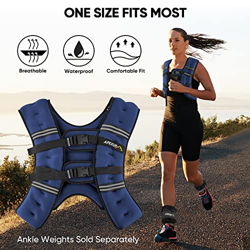 APEXUP 20lbs Weighted Vest Men Women, Weight Vest for Women Workout Equipment for Strength Training Running (Blue) - Image 5