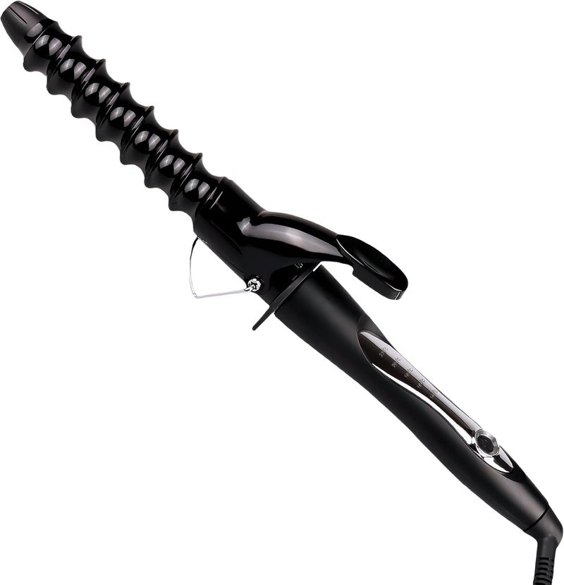 JINDIN Spiral Curling Wand with Clamp  32mm Ceramic Hair Iron for Tight to Loose Curls and Crimping Waves Adjustable Temperature