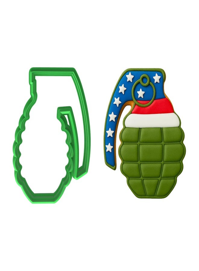 Mighty Gadget Hand Grenade Cookie Cutter - 3.5x2.68", Combat & Army Inspired Cookie Mold for Patriotic Occasions (Random Color) - Image 1