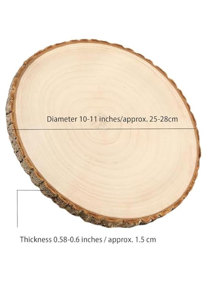 Arabest 10 Pcs Large Wood Slices for Centerpieces 10-11 inches Wood Rounds for Tables Decor Rustic Wood Circles for DIY Crafts and Wedding Decor Round Wooden Discs Wood Slice Ornaments - Image 3