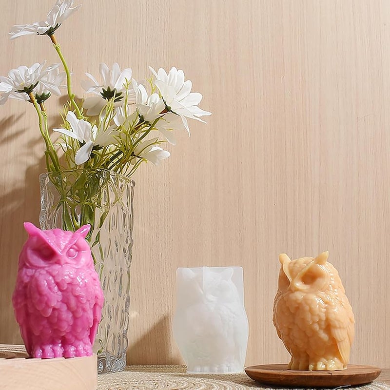 ESEENS Owl Mold Owl Candle Mold Animal Candle Mold Resin Casting Mold Resin Making Molds Silicone Mold for Candle Home Decorate Mold 3D Animal Mold Candle Making Mold - Image 4