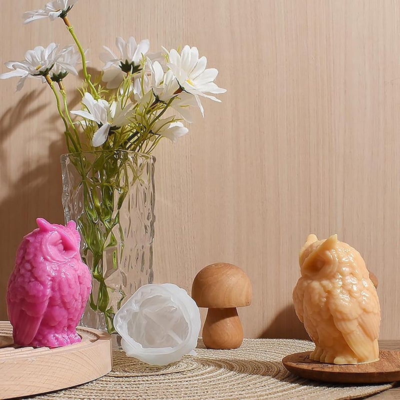 ESEENS Owl Mold Owl Candle Mold Animal Candle Mold Resin Casting Mold Resin Making Molds Silicone Mold for Candle Home Decorate Mold 3D Animal Mold Candle Making Mold - Image 5