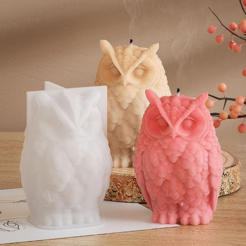 ESEENS Owl Mold Owl Candle Mold Animal Candle Mold Resin Casting Mold Resin Making Molds Silicone Mold for Candle Home Decorate Mold 3D Animal Mold Candle Making Mold - Image 1