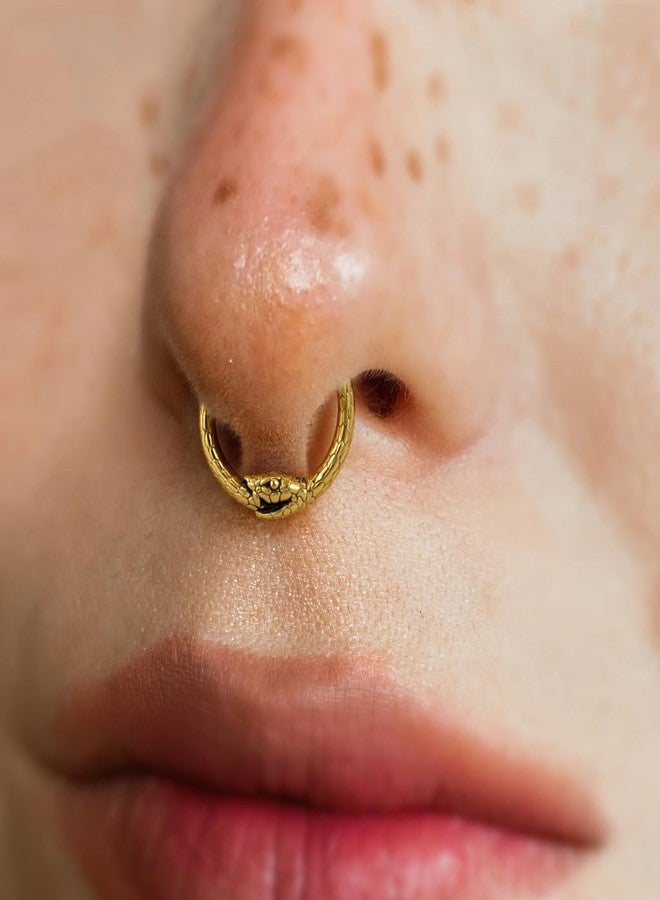 ZMANYIJEW 16G Minimalist Lines Septum Rings Stacked Gold Septum Ring Septums Clicker Nose Ring Piercing for Women Men, 1, Stainless Steel, no gemstone - Image 2