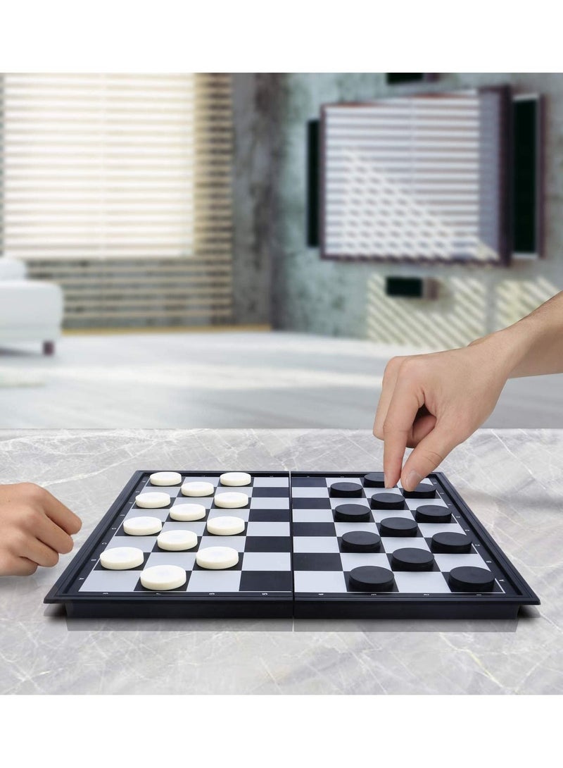 UB Magnetic Travel Checkers Board Game Set with Folding Board Family Educational Toys for Kids and Adults - Image 2