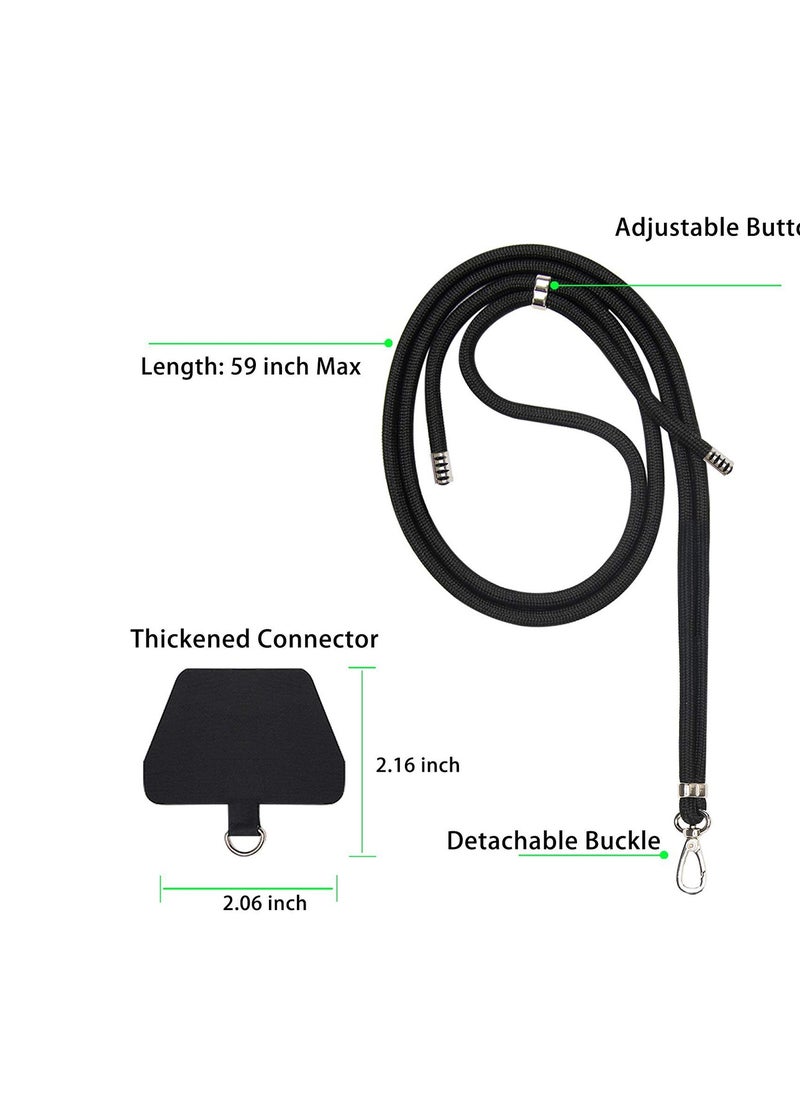 SYOSI Phone Lanyard, Universal Cell Phone Lanyard with Adjustable Nylon Neck Strap, Phone Tether Safety Strap Compatible with Most Smartphones with Full Coverage Case (Black)  - Image 3