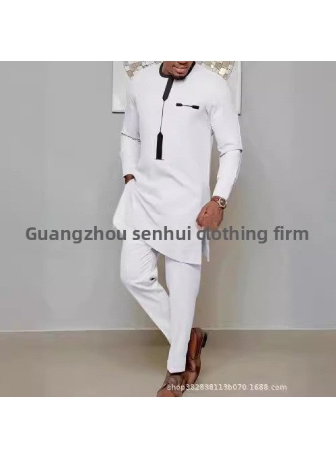 Abaya - Men's Traditional Embroidered Suit 2-Piece - Wedding Suit, Islamic Clothing, Muslim Wear, Formal Wear, Dubai Thobe - Image 5
