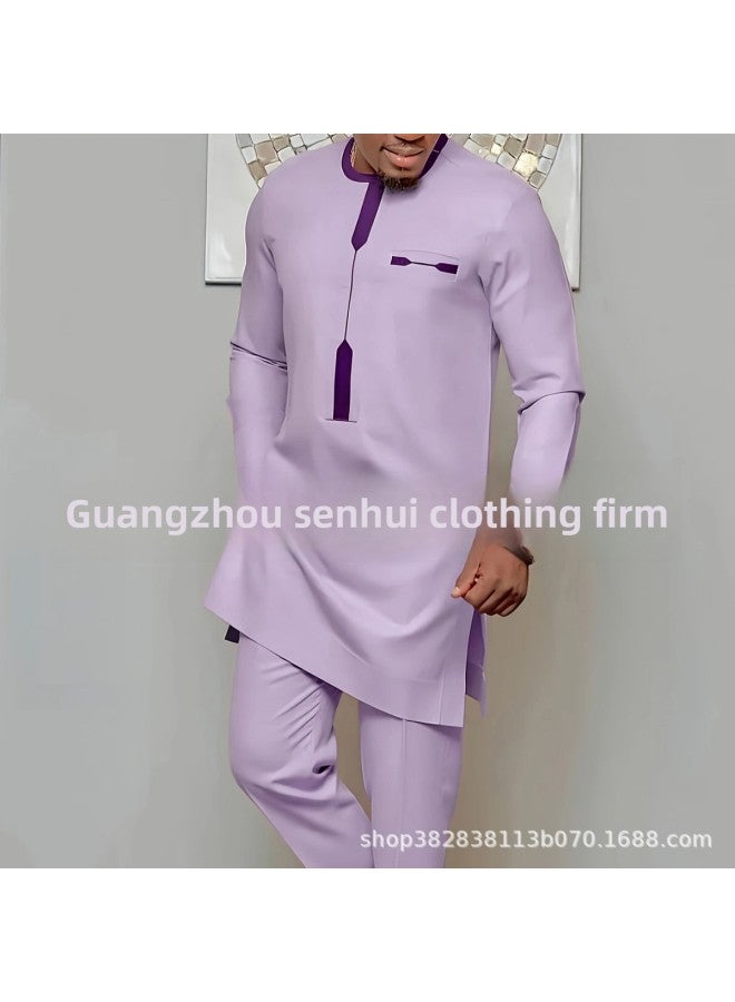 Abaya - Men's Traditional Embroidered Suit 2-Piece - Wedding Suit, Islamic Clothing, Muslim Wear, Formal Wear, Dubai Thobe - Image 2