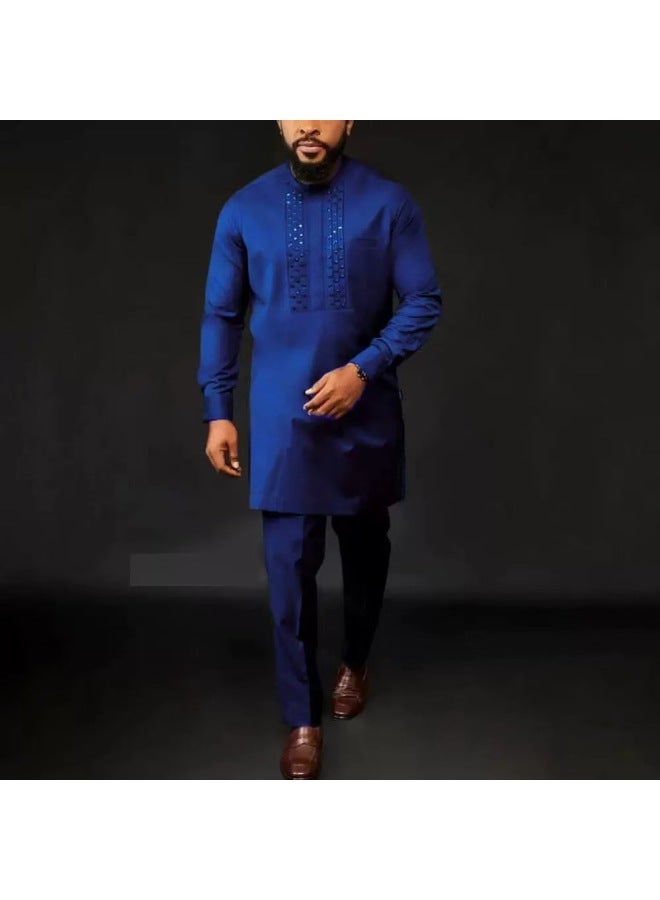 Abaya - Men's Traditional Embroidered Suit 2-Piece - Wedding Suit, Islamic Clothing, Muslim Wear, Formal Wear, Dubai Thobe - Image 1