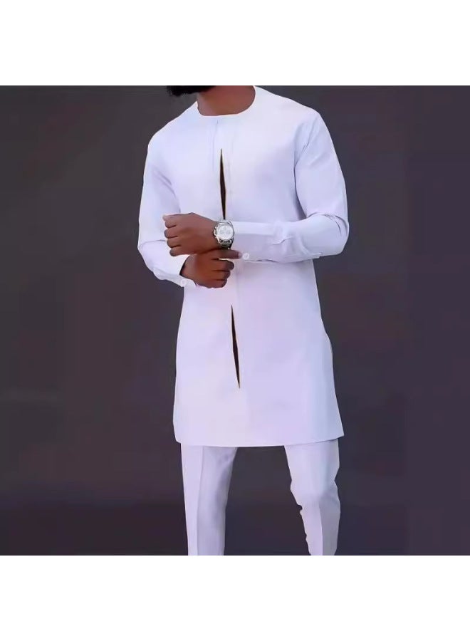Abaya - Men's Traditional Embroidered Suit 2-Piece - Wedding Suit, Islamic Clothing, Muslim Wear, Formal Wear, Dubai Thobe - Image 3