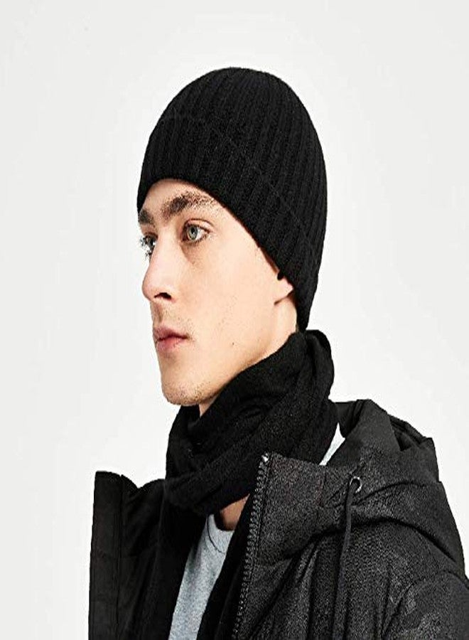 WaySoft Pure 100% Cashmere Beanie for Men, Warm Soft Mens Cashmere Hat in a Gift Box Black - Image 2