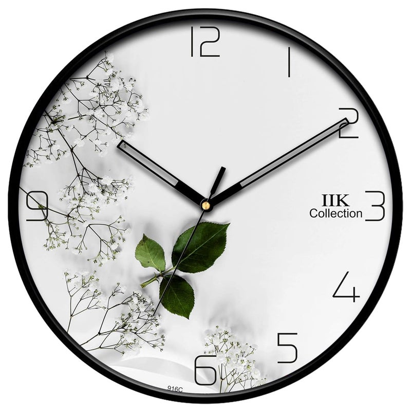 IIK COLLECTION Plastic Designer Analogue Round Wall Clock with Glass for HomeKitchenLivingBed RoomOffice Multicolour 28 x 28 x 6 cm - Image 1