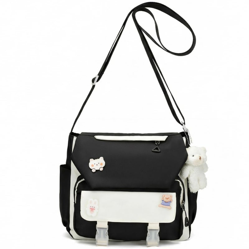 PRLINJSK Cute Messenger Bag, Kawai Purse Gift for Teen Girls Women, Crossbody Shoulder Tote Bags with Accessories - Image 1