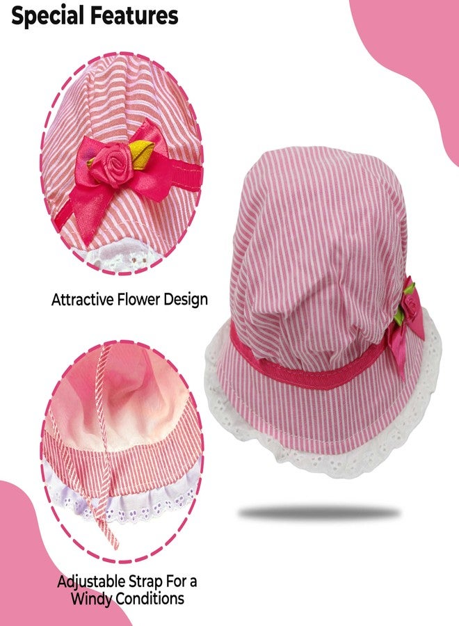 BEMBIKA Soft Cotton Bonnet for Toddlers and Newborns Bucket Hat Cap for Baby Sun Hat Designed Knotted Caps or 6-12 Months - Pink - Image 5