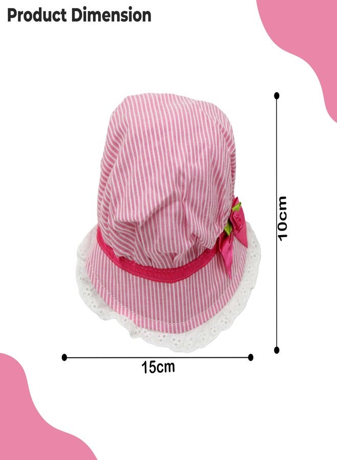 BEMBIKA Soft Cotton Bonnet for Toddlers and Newborns Bucket Hat Cap for Baby Sun Hat Designed Knotted Caps or 6-12 Months - Pink - Image 3