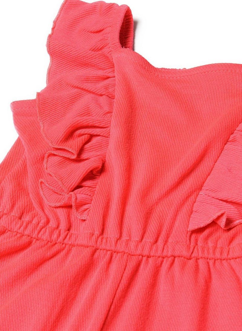 MINOTI Girls Ruffle Strap Jumpsuit with Elastic Waist One Piece  - Image 4