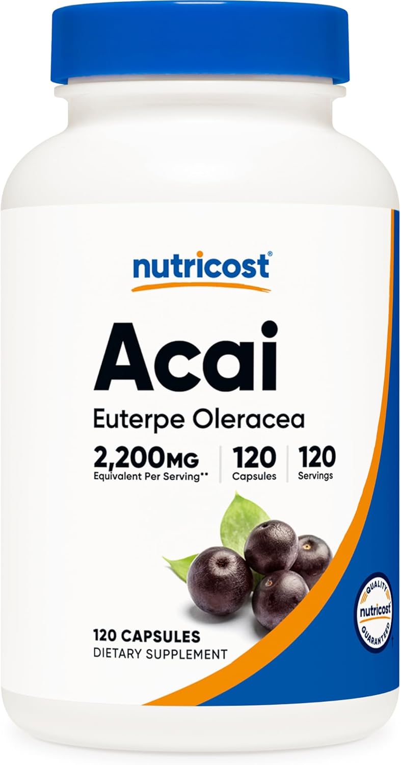 Nutricost Acai Extract 2200mg 120 Vegetarian Capsules Euterpe Oleracea from 550mg of 41 Extract  NonGMO Gluten Free - Image 1