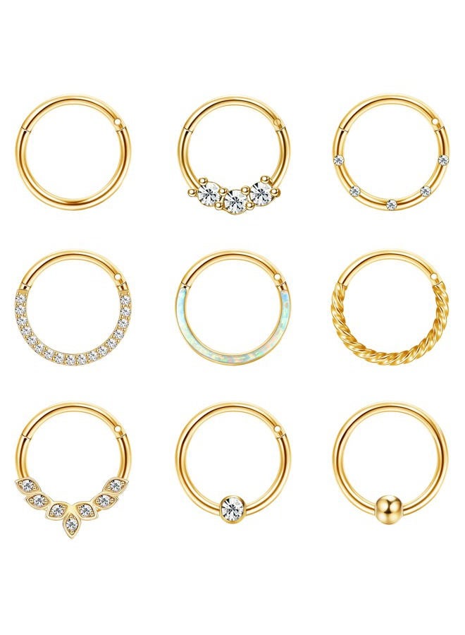 Yadoca Septum Nose Rings for Women Men - Gold Septum Rings 16G 18G Nose Ring Hoops Hypoallergic Surgical Steel Cartilage Earrings Helix Lip Conch Tragus Daith Piercing Jewelry Tone 8mm 10mm, 16G(1.2MM - Image 1