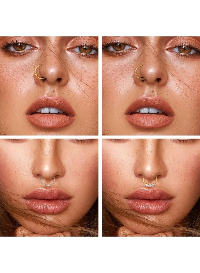 Yadoca Septum Nose Rings for Women Men - Gold Septum Rings 16G 18G Nose Ring Hoops Hypoallergic Surgical Steel Cartilage Earrings Helix Lip Conch Tragus Daith Piercing Jewelry Tone 8mm 10mm, 16G(1.2MM - Image 4