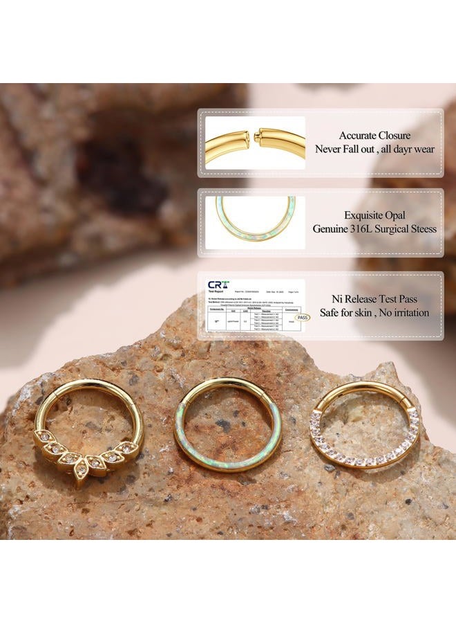 Yadoca Septum Nose Rings for Women Men - Gold Septum Rings 16G 18G Nose Ring Hoops Hypoallergic Surgical Steel Cartilage Earrings Helix Lip Conch Tragus Daith Piercing Jewelry Tone 8mm 10mm, 16G(1.2MM - Image 3