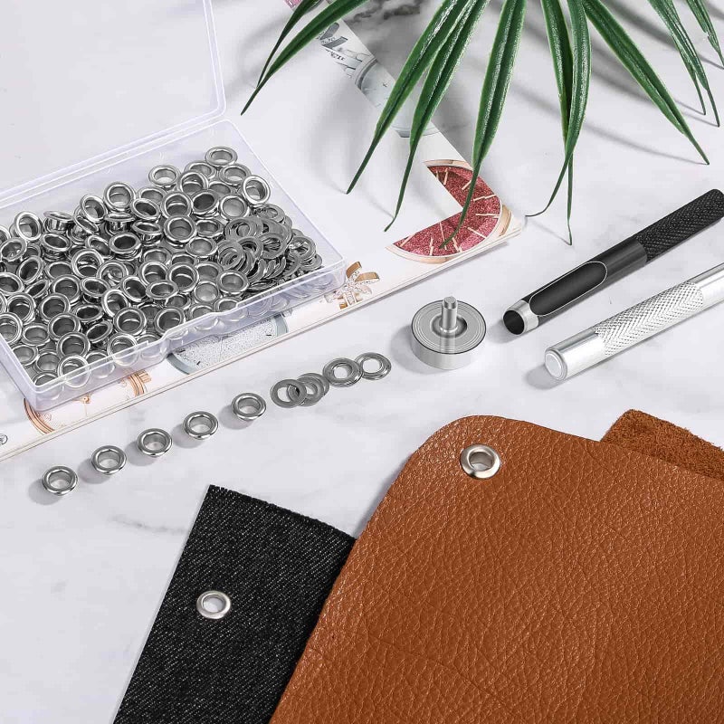 cridoz 120 Sets Grommet Tool Kit 1/4 Inch, Cridoz 1/4 Grommet Eyelets Kit with Setting Tools and Storage Box for Fabric, Tarps, Curtains - Image 2