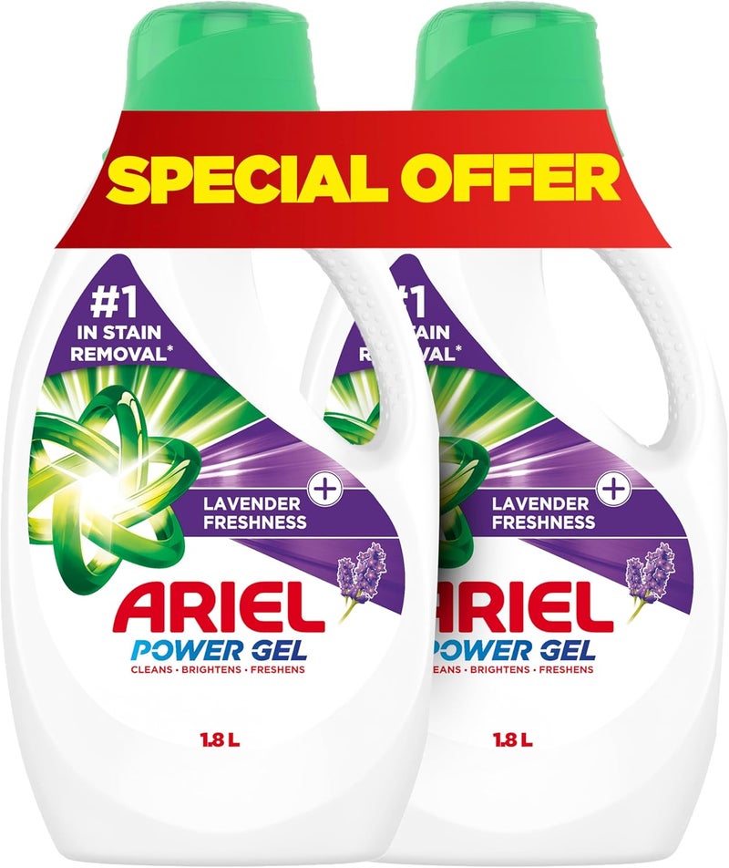 Ariel جل غسيل الملابس أرييل باللافندر، عبوة مزدوجة (2x1.8L) - Image 1