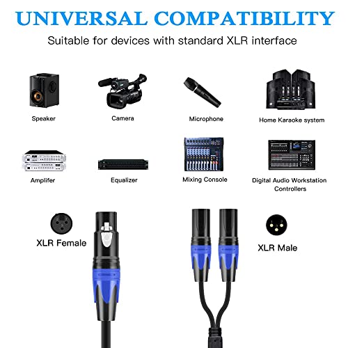 KEBILSHOP XLR Splitter Cable, 1 Female to 2 XLR Male Patch Y Cable Balanced Microphone Splitter Cord Audio Adaptor (1.4 meter) - Image 4