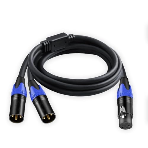 KEBILSHOP XLR Splitter Cable, 1 Female to 2 XLR Male Patch Y Cable Balanced Microphone Splitter Cord Audio Adaptor (1.4 meter) - Image 1