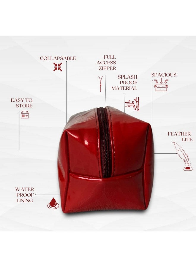 Strutt Toiletry Bag for Women, Makeup Pouch, Waterproof Cosmetic Case, Makeup Pouch Bag, Travel Organizer Kit (Red) - Image 3