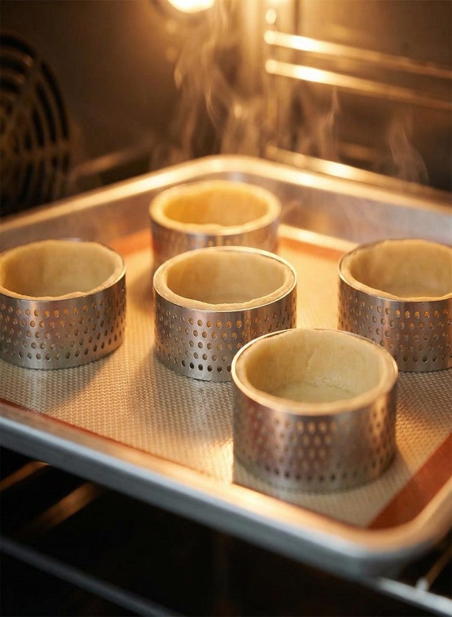 KGCGJVB 5Pcs Tart Rings Perforated Cookie Circles Ring for Baking Cookies Pastry Crumpet Molds Stainless Steel Round Cake Ring Tools 2 Inch - Image 5