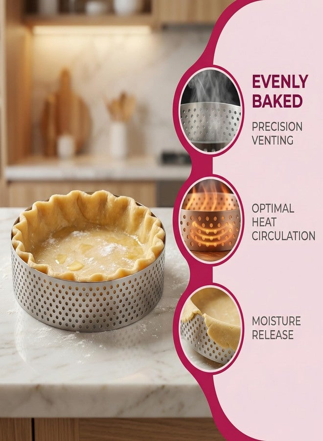KGCGJVB 5Pcs Tart Rings Perforated Cookie Circles Ring for Baking Cookies Pastry Crumpet Molds Stainless Steel Round Cake Ring Tools 2 Inch - Image 3