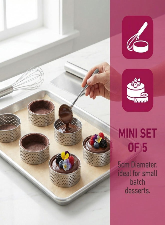 KGCGJVB 5Pcs Tart Rings Perforated Cookie Circles Ring for Baking Cookies Pastry Crumpet Molds Stainless Steel Round Cake Ring Tools 2 Inch - Image 4