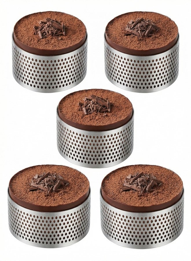 KGCGJVB 5Pcs Tart Rings Perforated Cookie Circles Ring for Baking Cookies Pastry Crumpet Molds Stainless Steel Round Cake Ring Tools 2 Inch - Image 1
