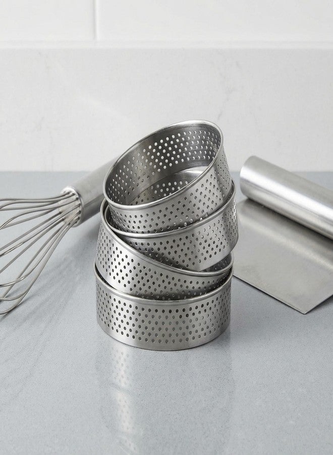KGCGJVB 5Pcs Tart Rings Perforated Cookie Circles Ring for Baking Cookies Pastry Crumpet Molds Stainless Steel Round Cake Ring Tools 2 Inch - Image 2