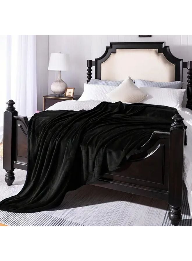 Black 60x80 Inch Plush Fleece Throw Blanket Super Soft Cozy Warm Geometric Pattern All Season - Image 5