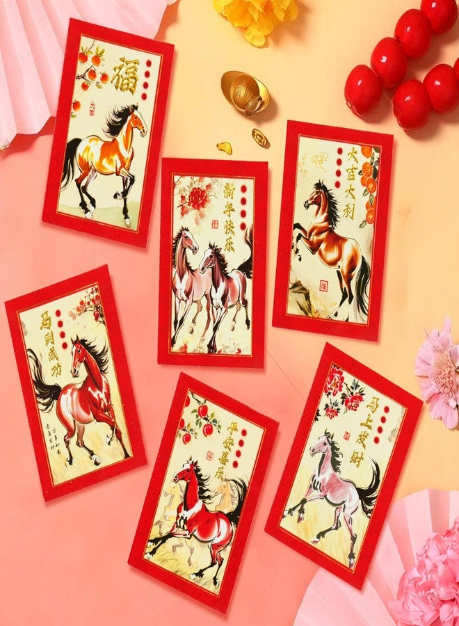 ELLZK ELLZK Chinese Red Envelopes Horse 2026 Chinese New Year Lunar New Year Decorations Lucky Money Envelopes Gifts(6 Patterns 36 Pcs) Ink Painting Style - Image 4
