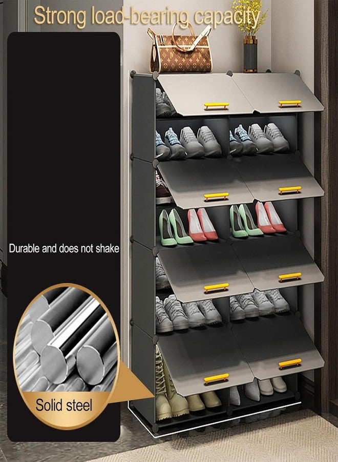 Owme 12 Tier Shoe Rack with Shelf, Folding Shoe Rack for Bedroom, Living Room,Entryway,Footwear Stand for Home, Organizer, ShoeRack Plastic | Hallway Shoes Rack | Shoe Organizer - Grey - Image 4