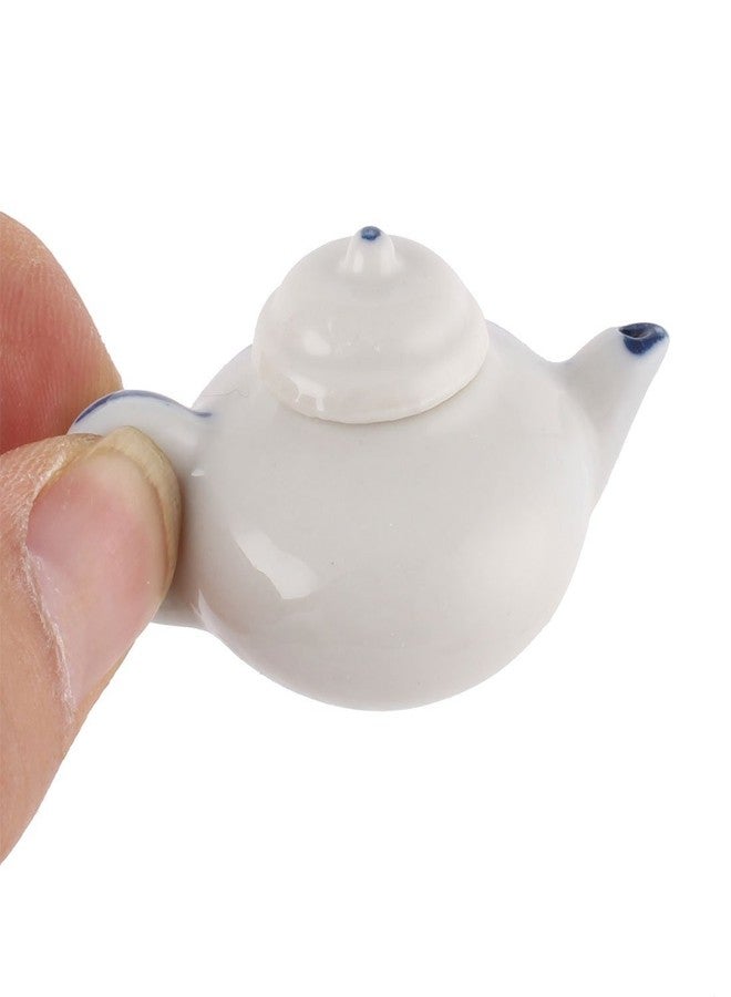 Royal Fountain Miniature Porcelain Tea Set with Tray, Blue and White, Handmade, Includes Teapot and 4 Cups, 8cm Plate - Image 3