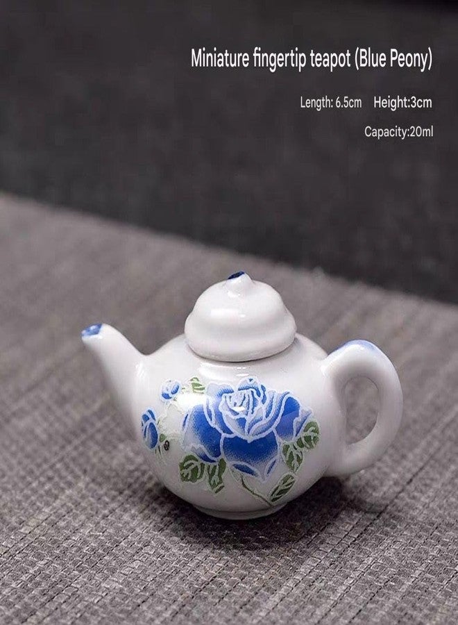 Royal Fountain Miniature Porcelain Tea Set with Tray, Blue and White, Handmade, Includes Teapot and 4 Cups, 8cm Plate - Image 4