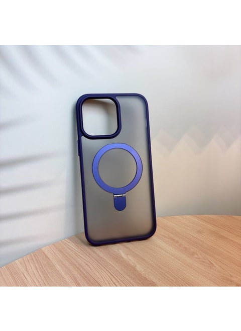 Applicable To For Iphone 16ProMax Mobile Phone Case For Iphone15 Bracket Magnetic Absorption Anti-fall Q1 Frosted Skin Feeling Fulcrum Factory-Color:Dark Night Purple-Applicable Models:For Iphone 15promax