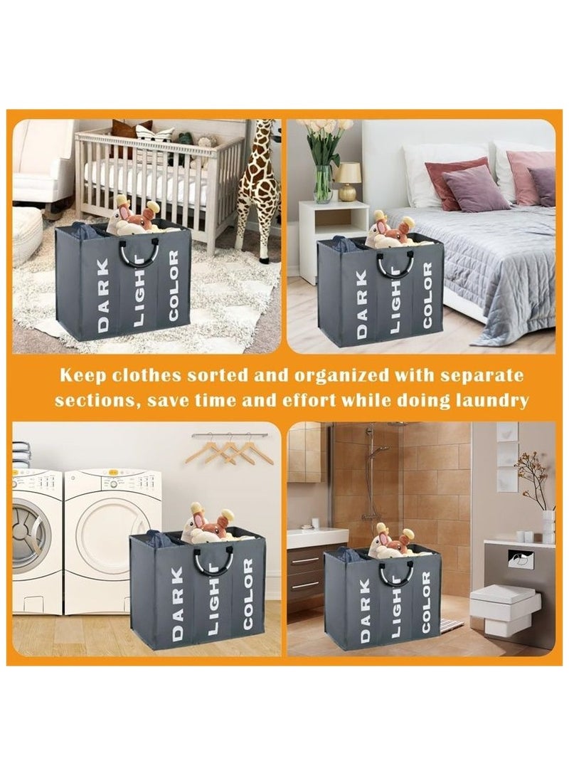 أوكسفورد حقيبة غسيل قابلة للطي من قماش أوكسفورد – سعة كبيرة مع 3 أقسام للتخزين - Image 1