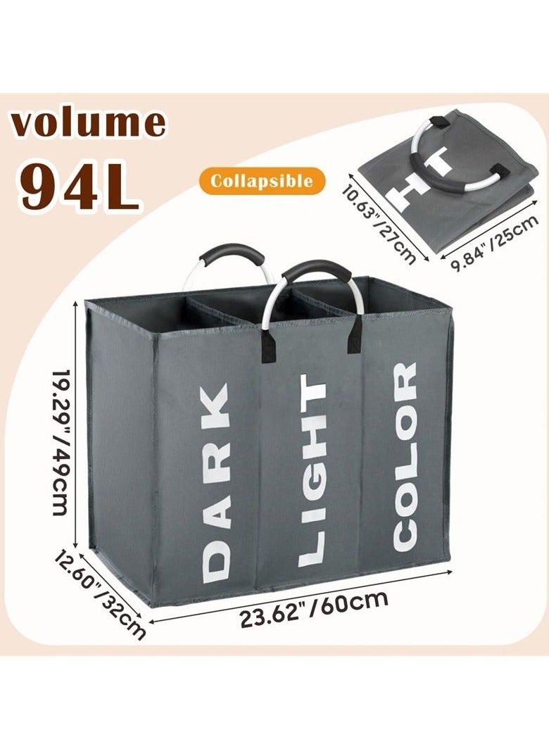 أوكسفورد حقيبة غسيل قابلة للطي من قماش أوكسفورد – سعة كبيرة مع 3 أقسام للتخزين - Image 2