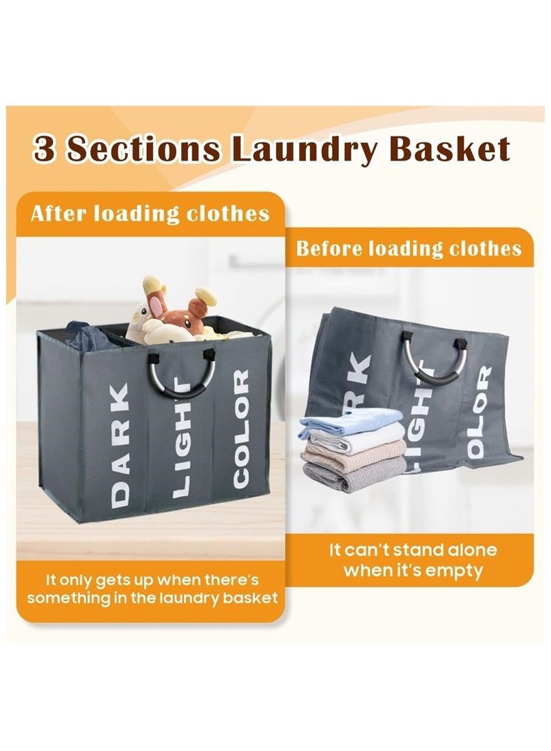 أوكسفورد حقيبة غسيل قابلة للطي من قماش أوكسفورد – سعة كبيرة مع 3 أقسام للتخزين - Image 3