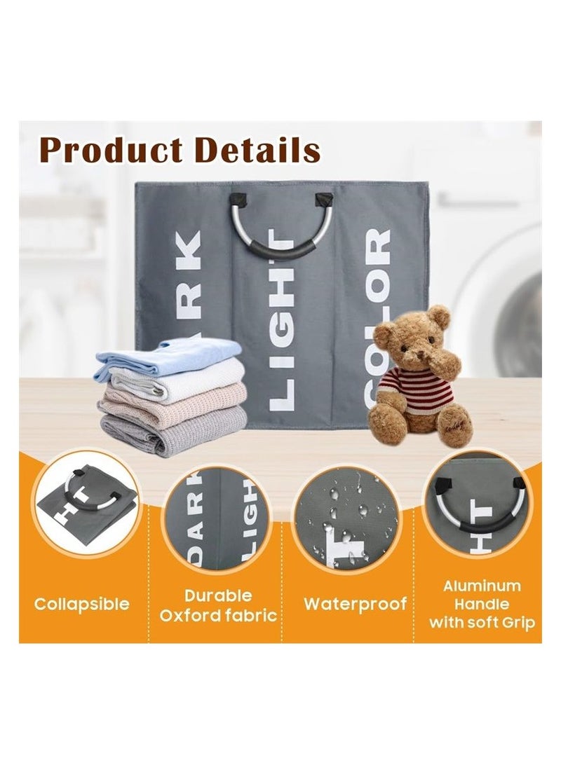 أوكسفورد حقيبة غسيل قابلة للطي من قماش أوكسفورد – سعة كبيرة مع 3 أقسام للتخزين - Image 5